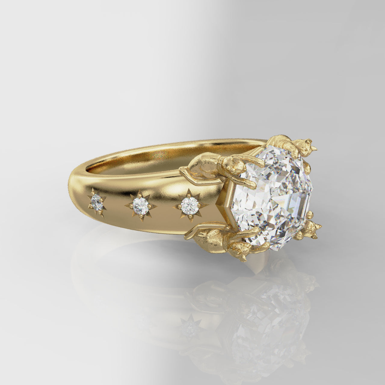 The Wide Celestial Cat Engagement Ring