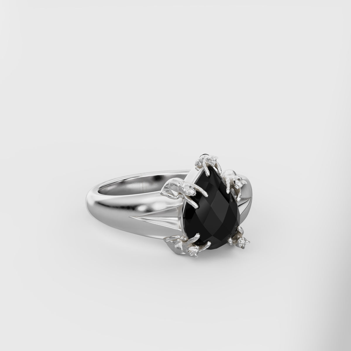 Petite Cat Signet Ring - 10x7 Pear