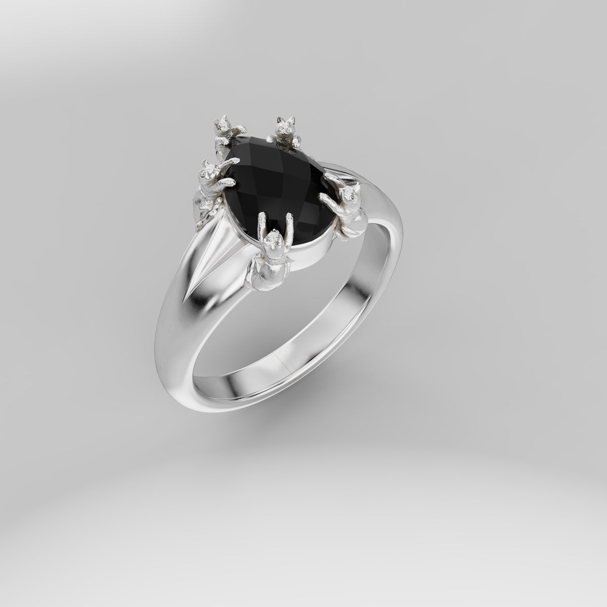 Petite Cat Signet Ring - 10x7 Pear