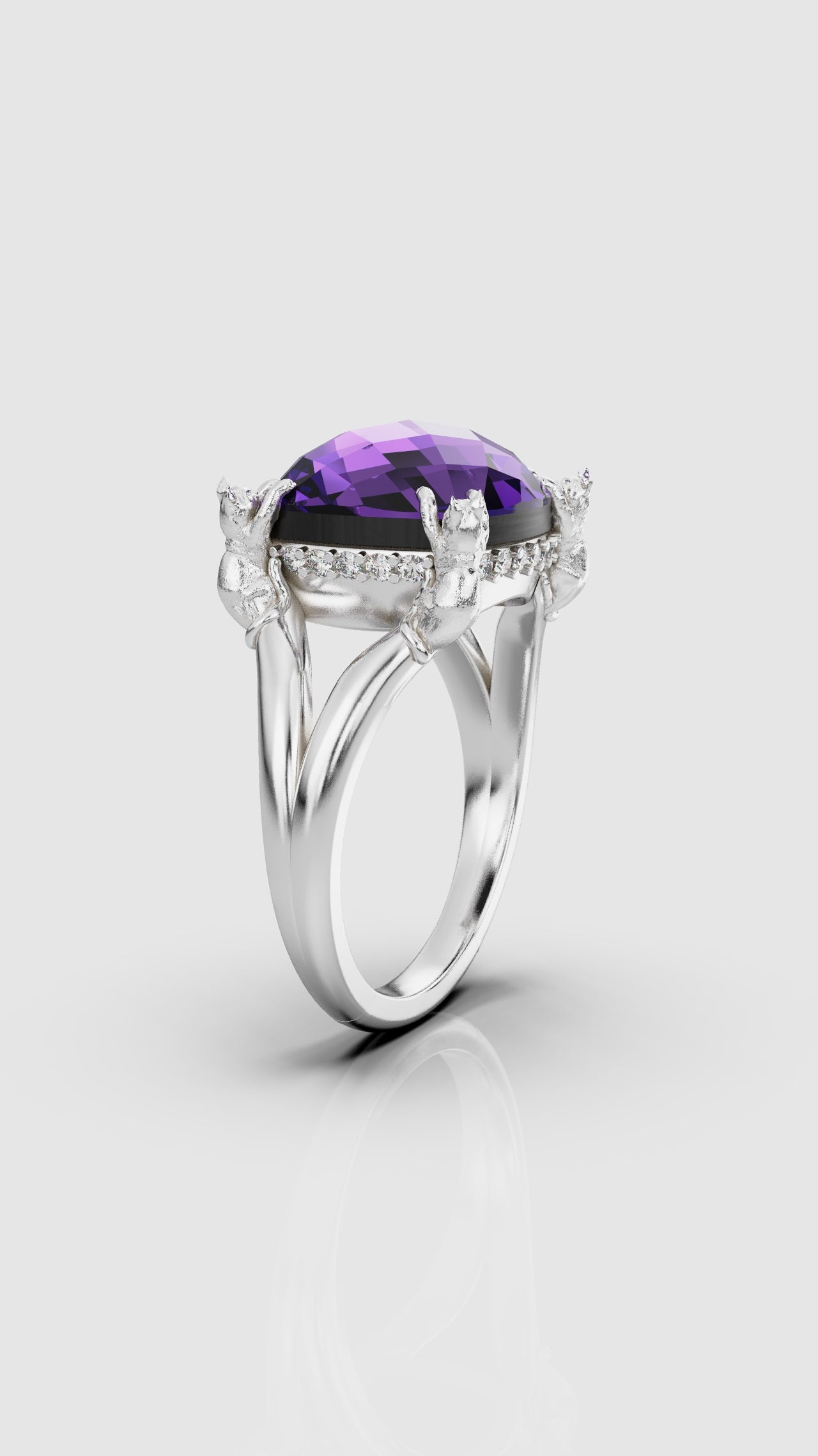 11mm Cat Prong Ring Lavender Amethyst with Diamonds LIMITED OFFER
