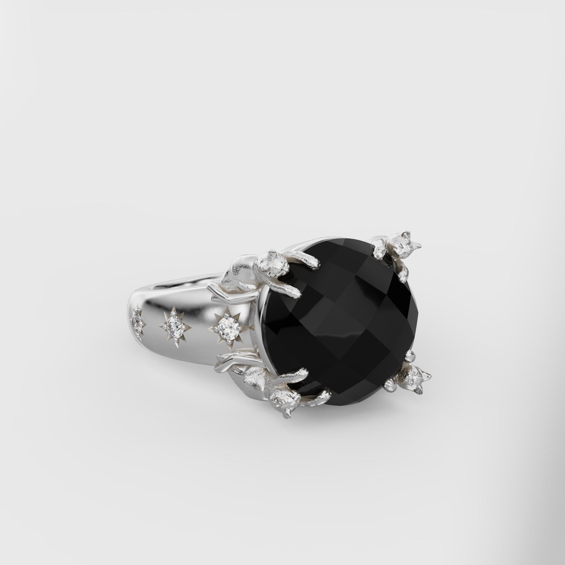 Wide Celestial Cat Prong Ring - 12mm Round