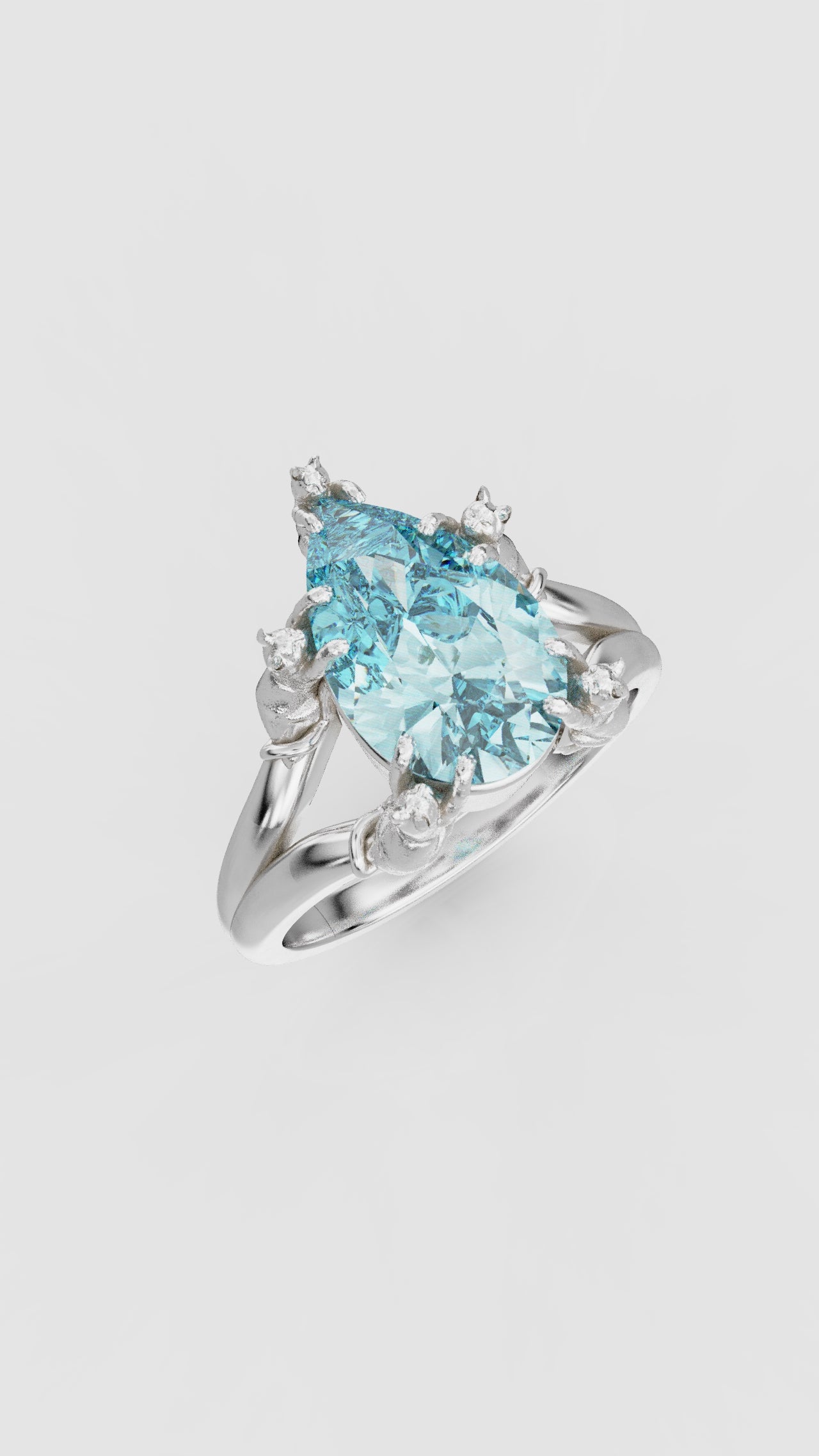 14mm Pear Cat Prong Ring