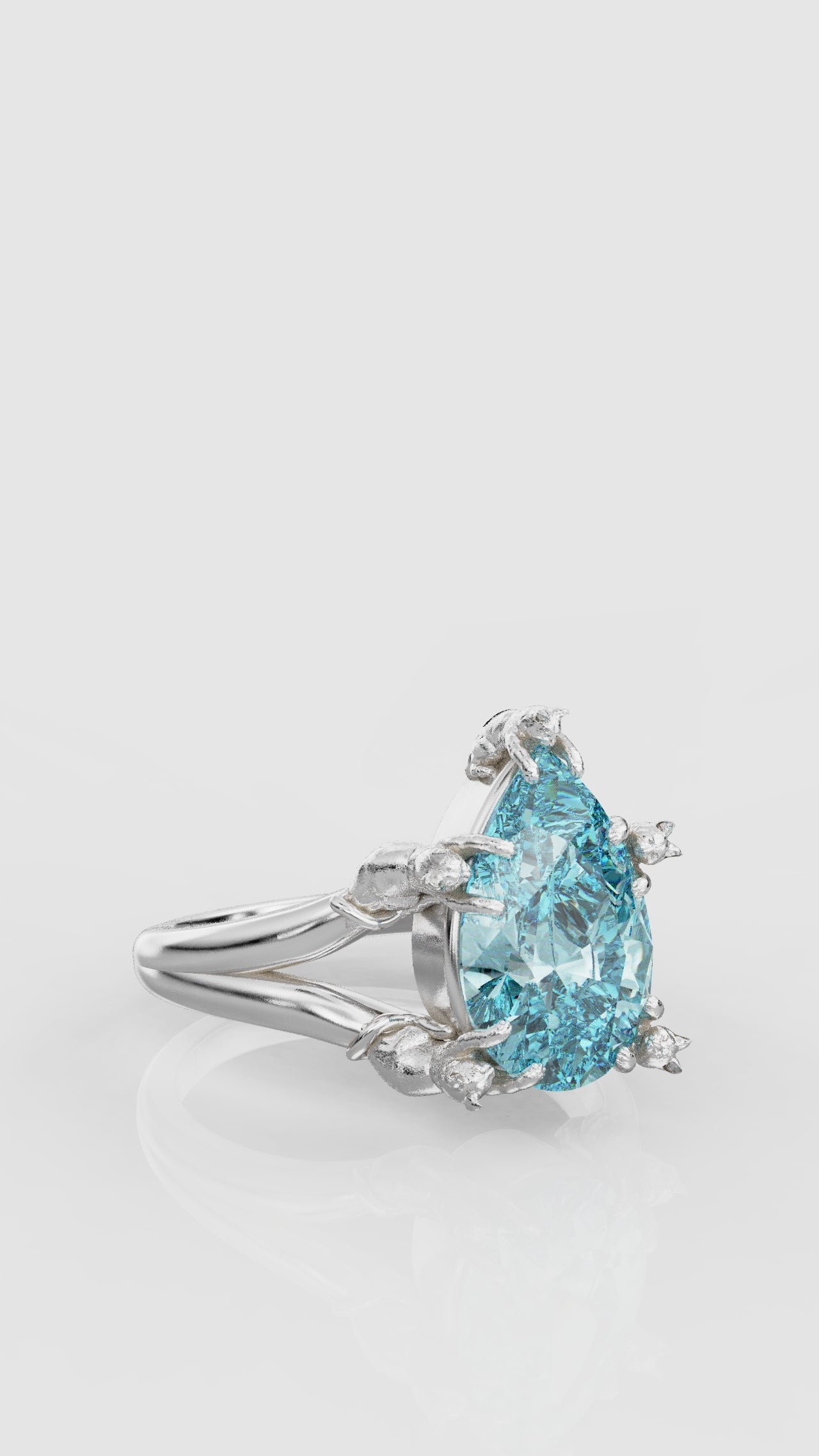 14mm Pear Cat Prong Ring