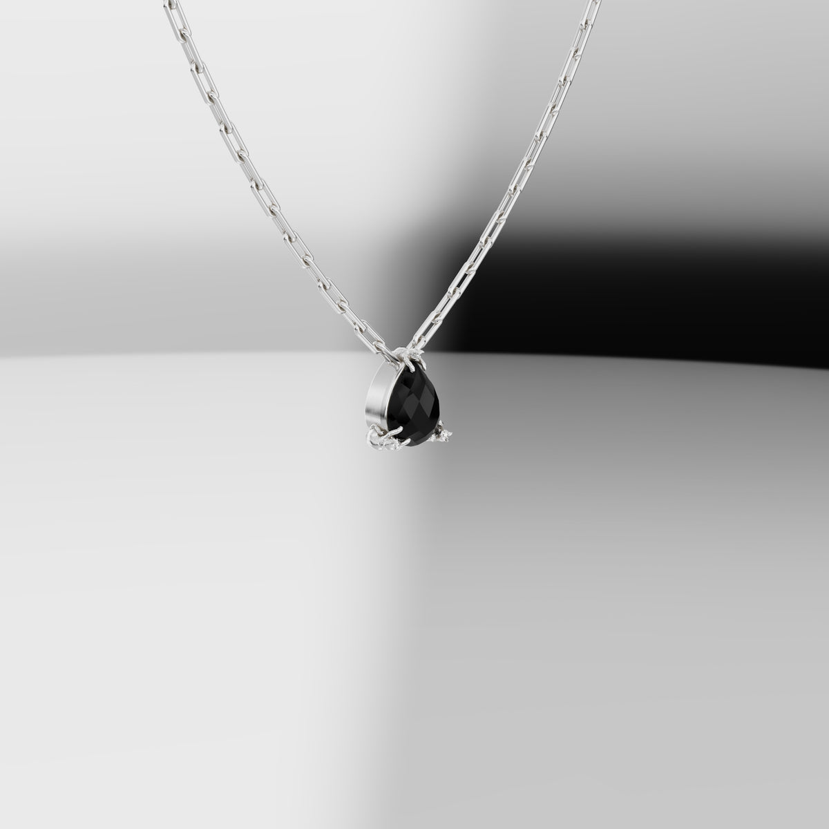 Cat Prong Solitaire Pendant  - Pear Stone