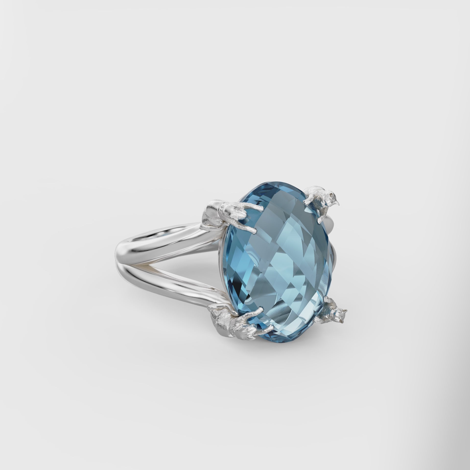 Classic Cat Prong Ring - 14mm Oval