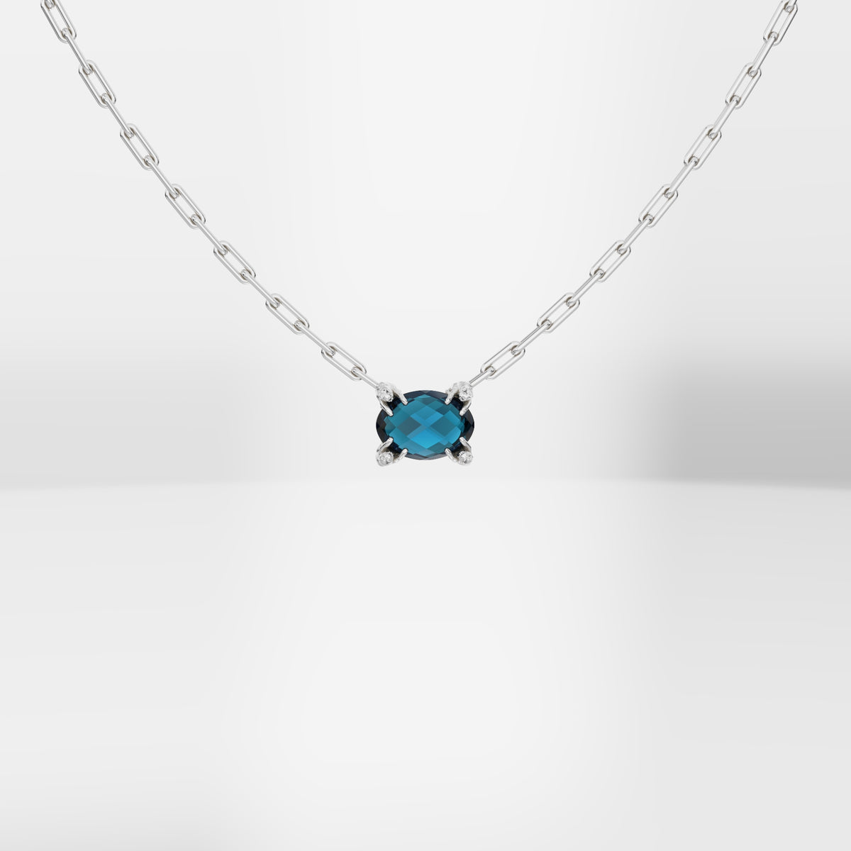Cat Prong Solitaire Pendant  - Oval Stone