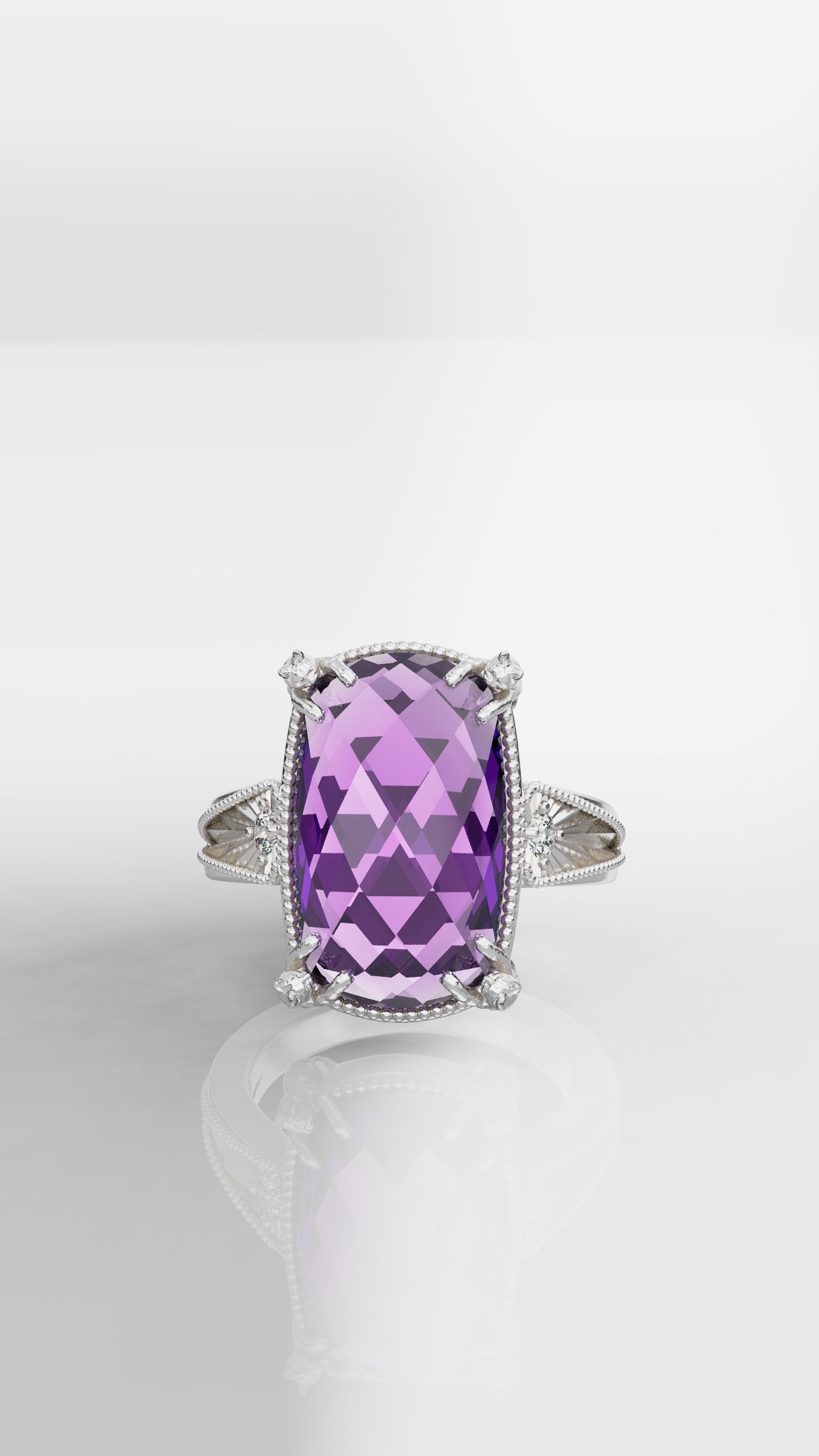 15 x 9mm TS style Vintage Cat Ring with Sunburst Engraving