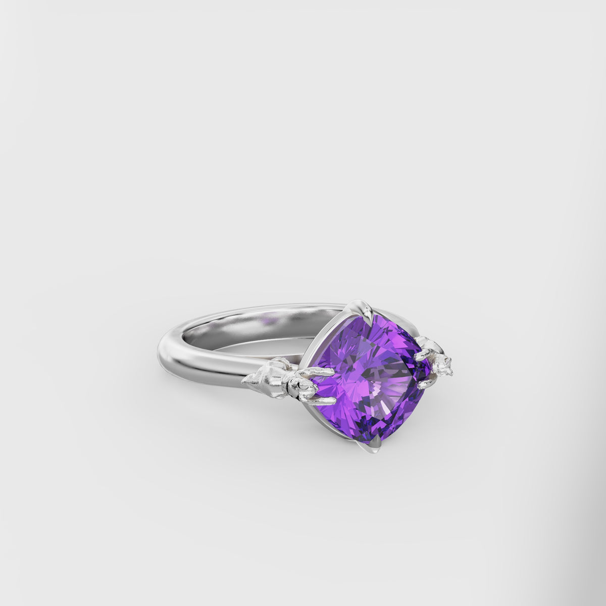 Two Cat Cathedral Ring - 8mm Cushion Square