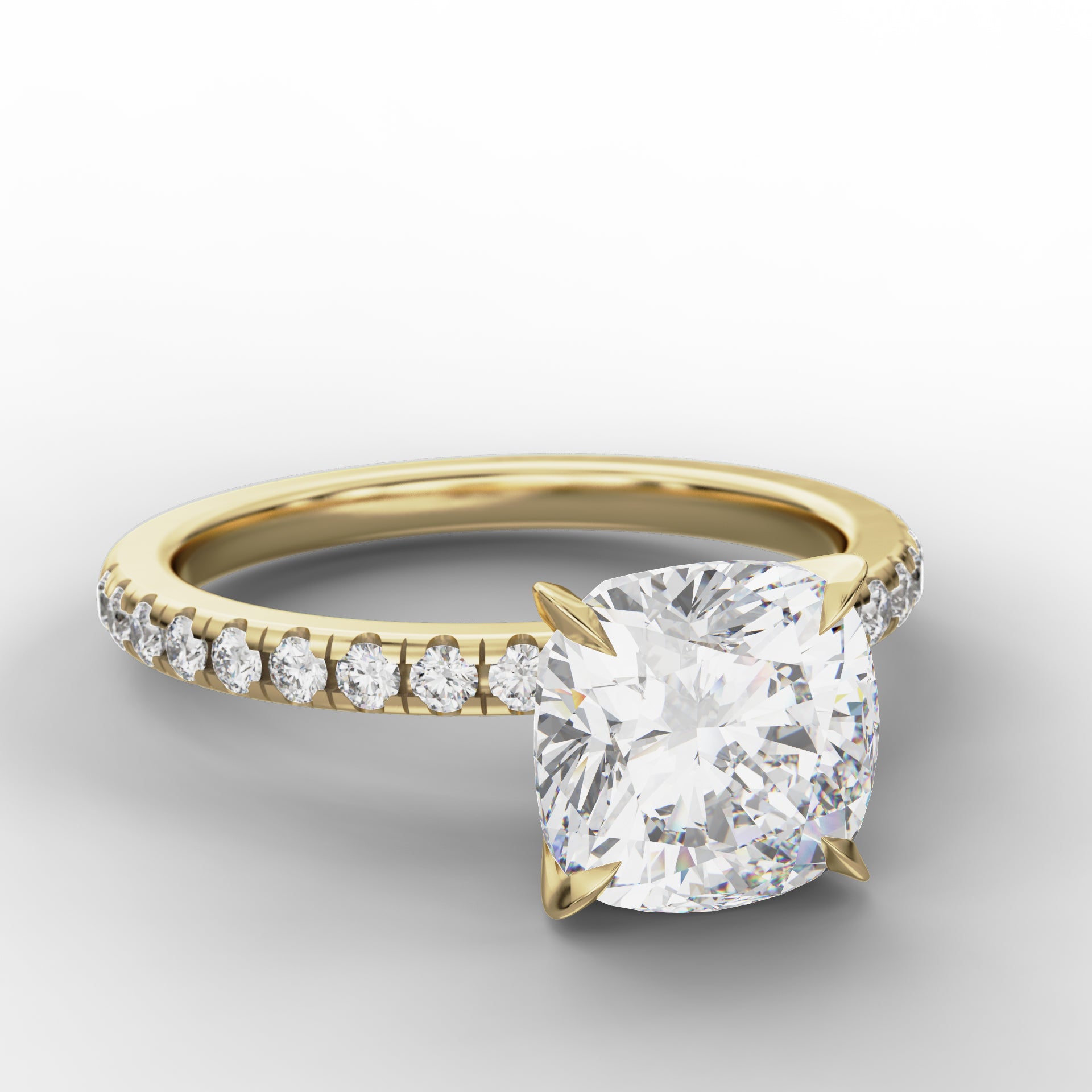 Luciana Ring - Cushion Cut with Diamond Band