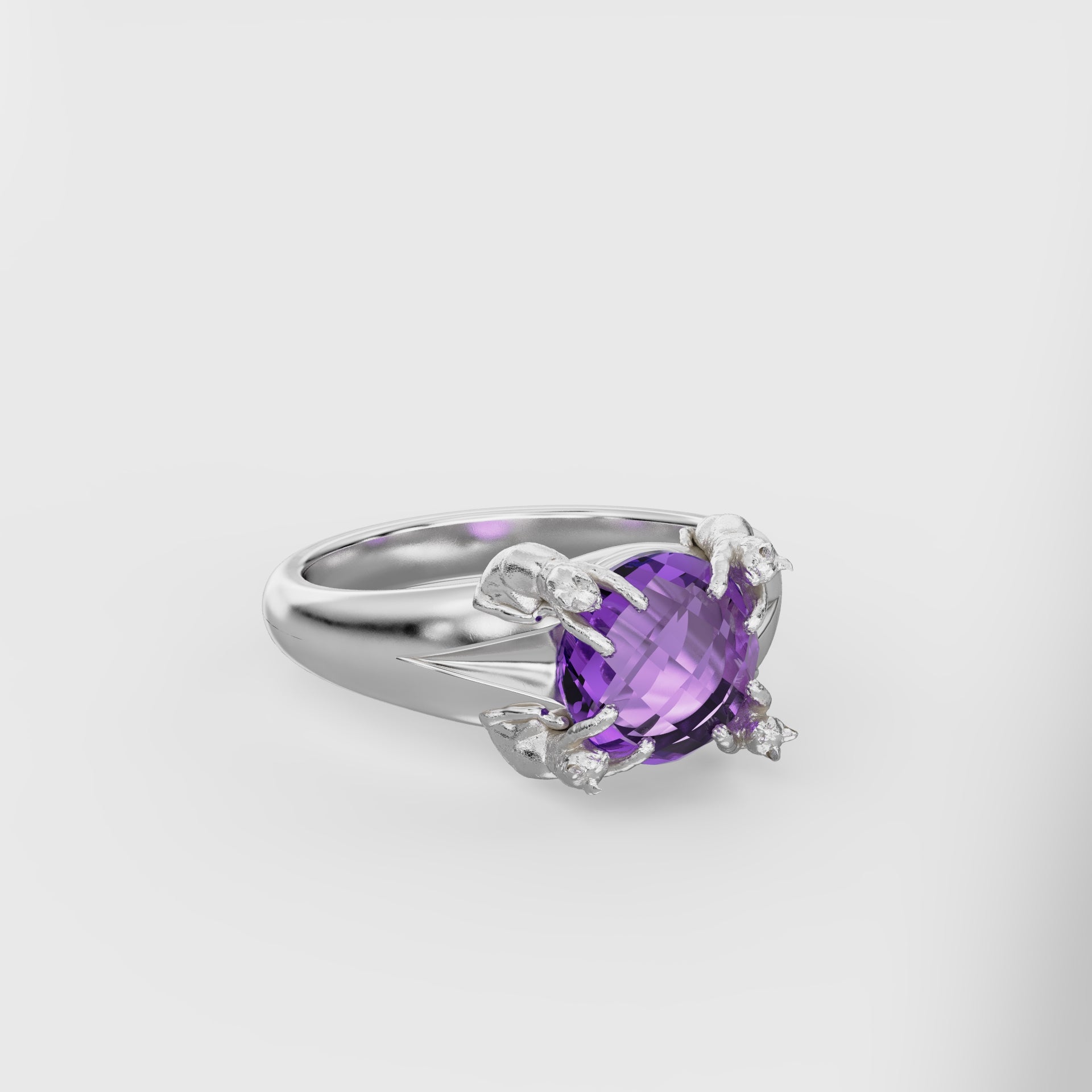 Petite Cat Signet Ring - 8mm Round
