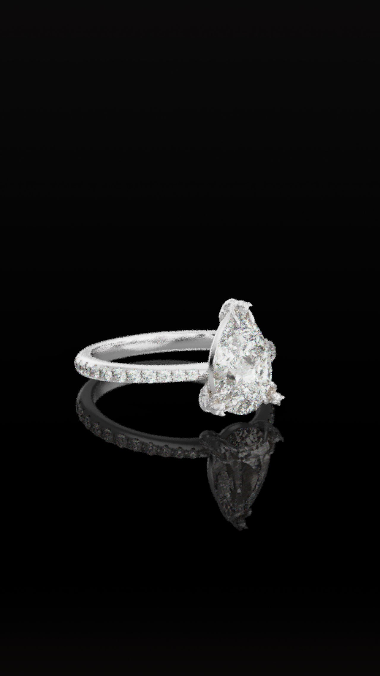 The Chaton Cat Ring - Pear Cut with Diamond Band