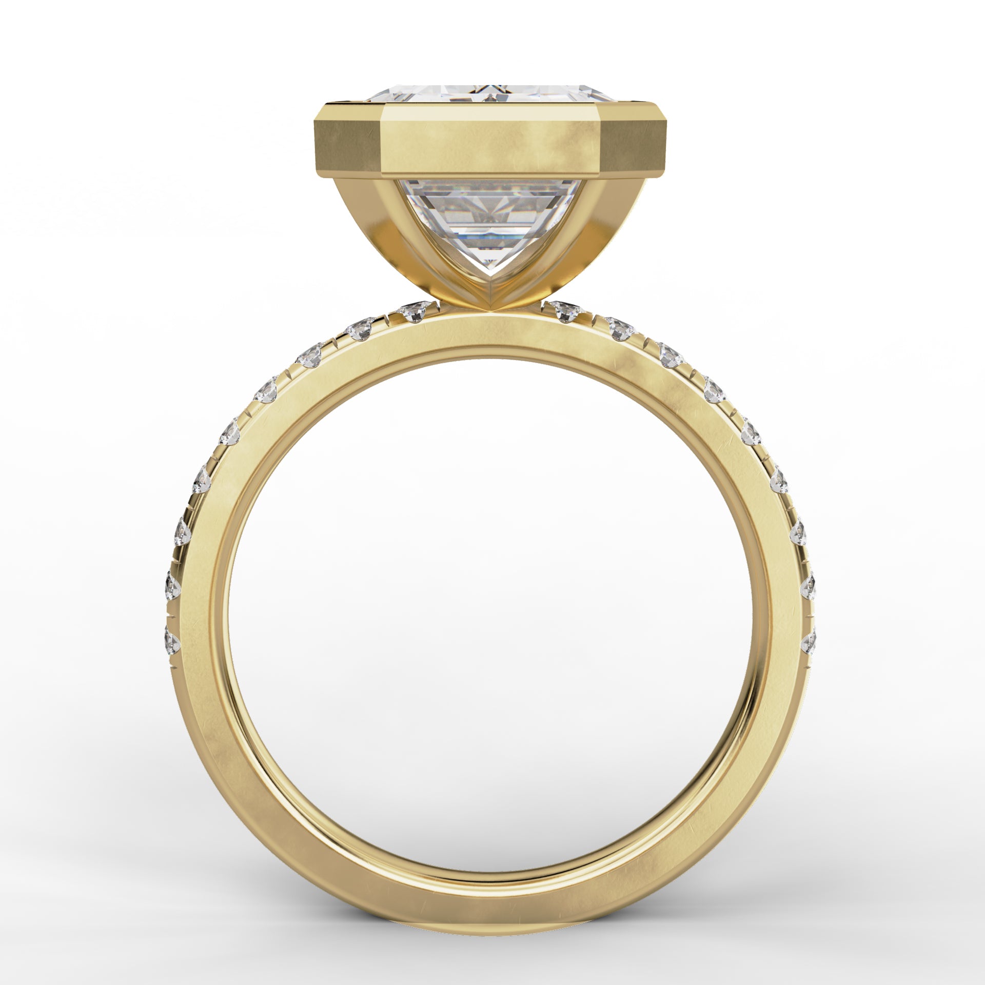 Calista Ring - Emerald Cut with Diamond Band