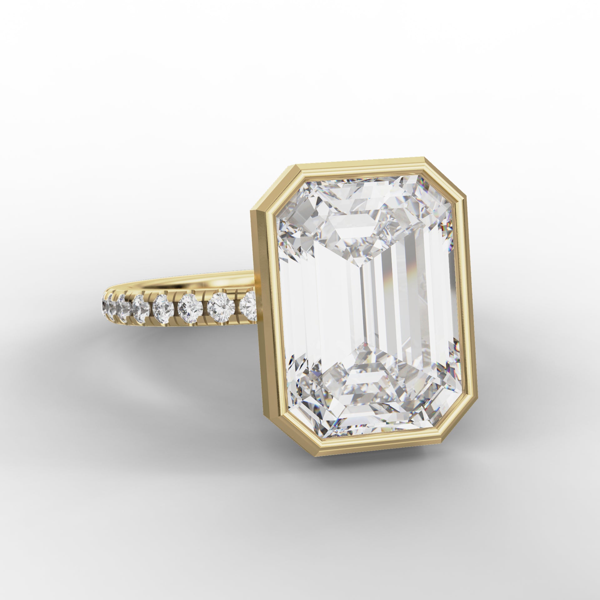 Calista Ring - Emerald Cut with Diamond Band