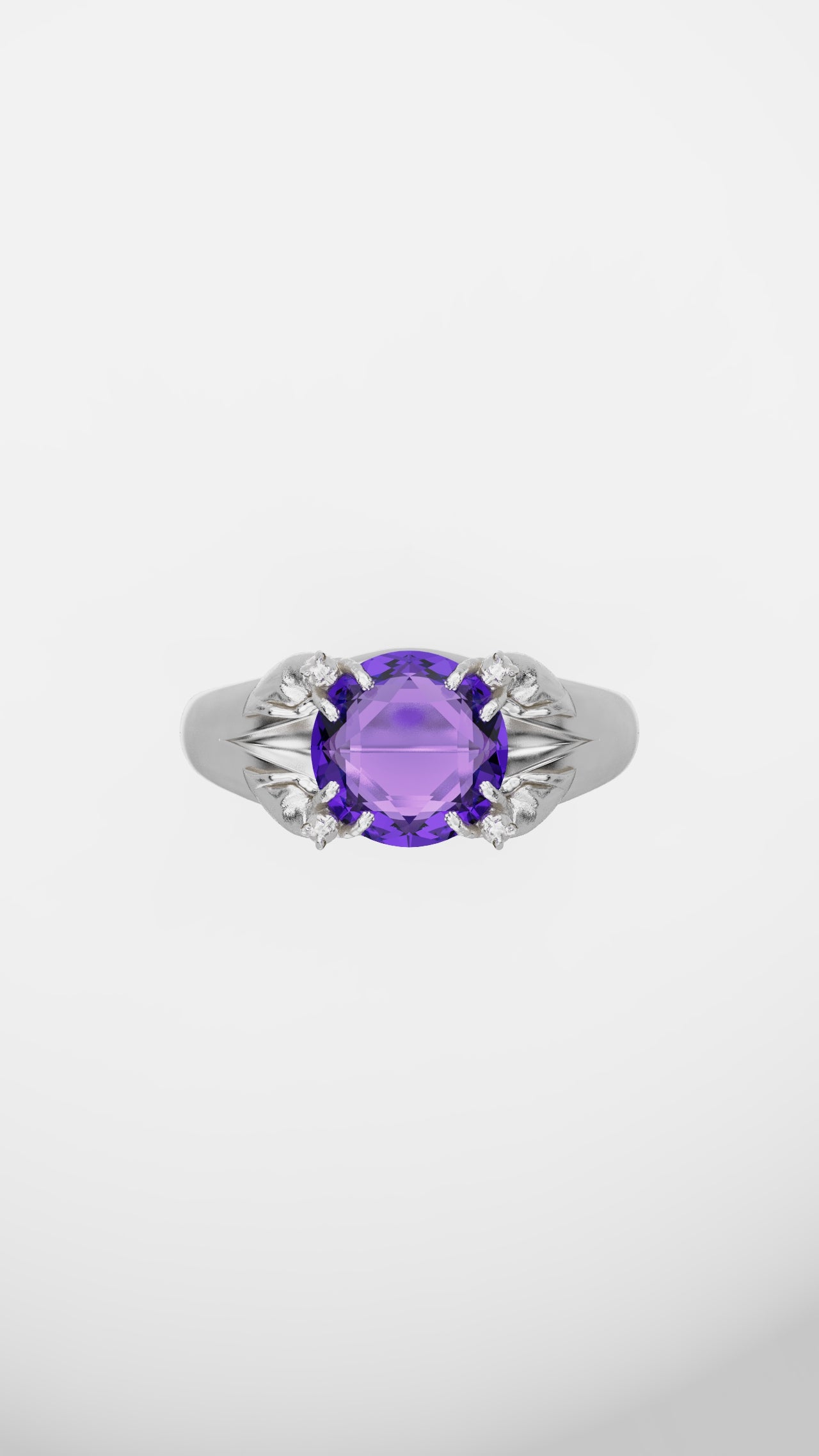 8mm round petite cat prong ring