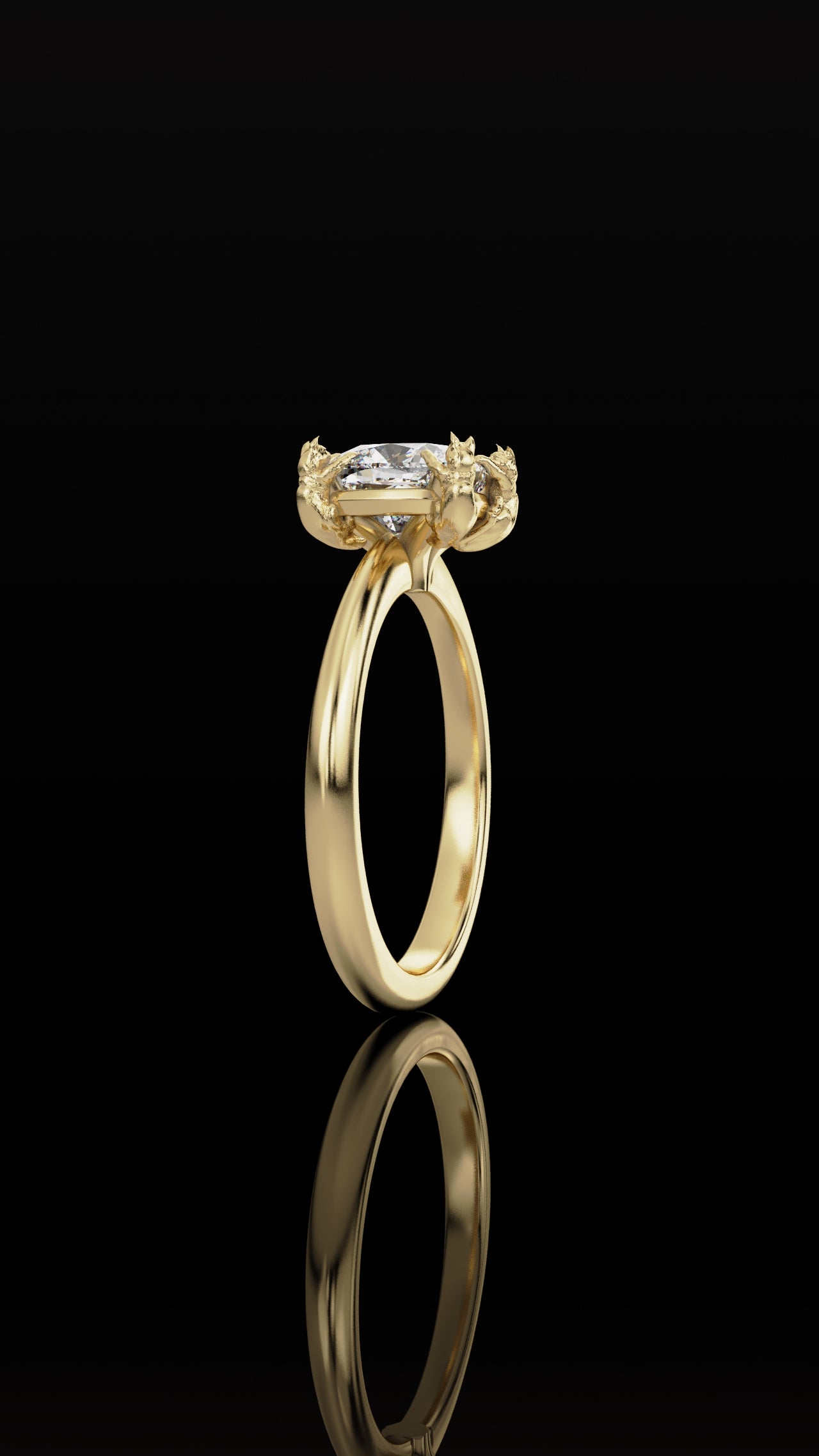 The Chaton Cat Ring - Cushion Cut