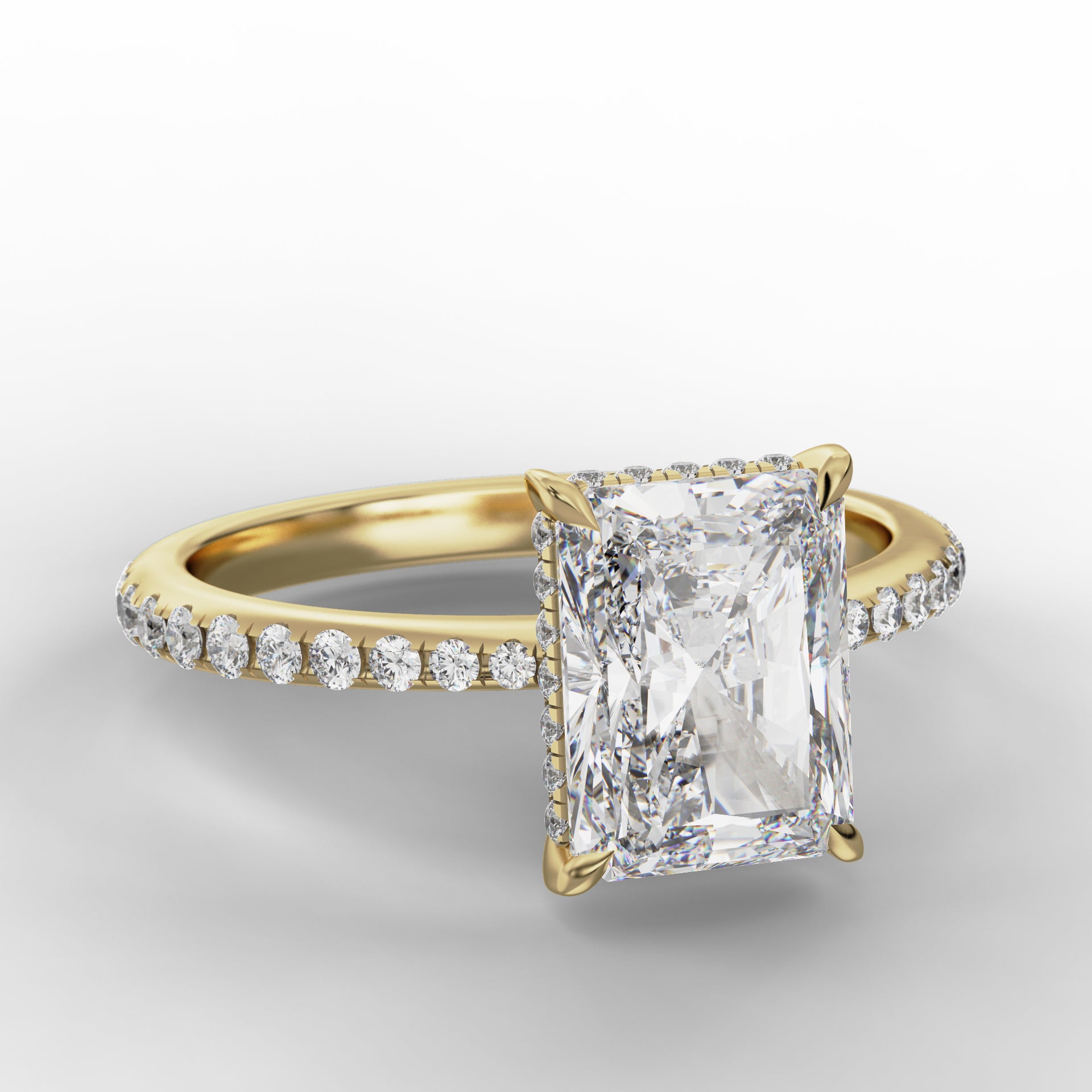 Elara Ring - Radiant Cut with Diamond Band