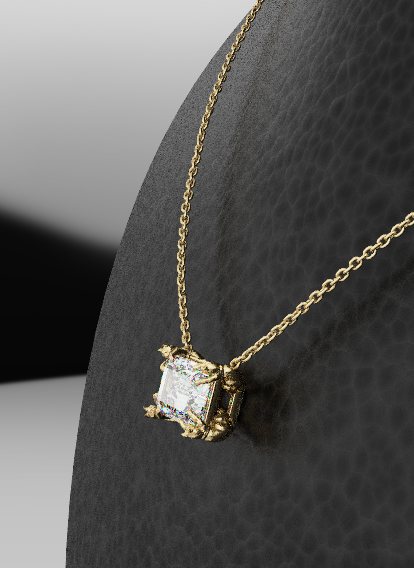 Cat Prong Solitaire Pendant - Emerald Cut