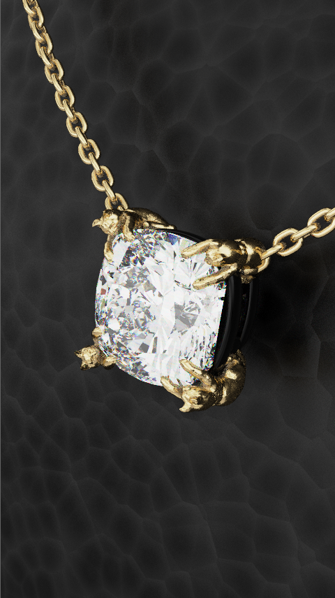 Cat Prong Solitaire Pendant - Cushion Cut
