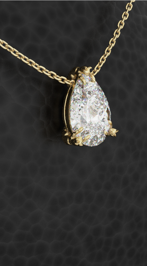 Cat Prong Solitaire Pendant - Pear Cut