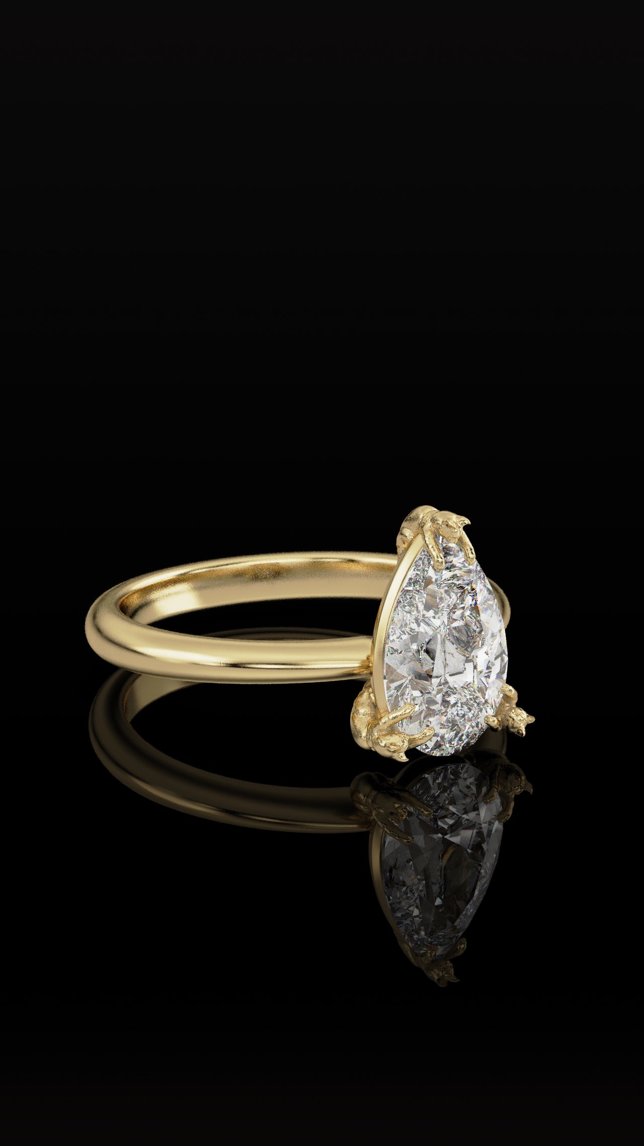 The Chaton Cat Ring - Pear Cut